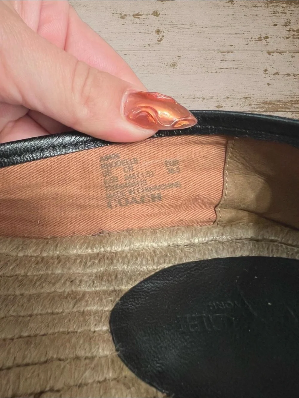 Coach Rhodelle Black Lambskin Leather Espadrilles with Jute Toe